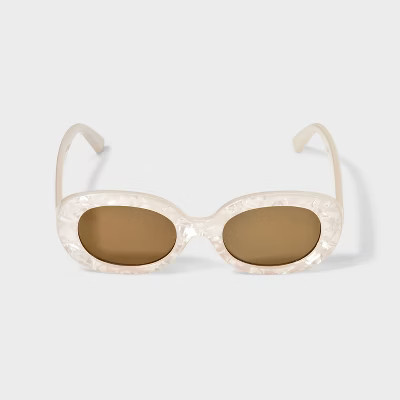 Girls' Thick Oval Sunglasses - Cat & Jack™ Ivory Marble | Target