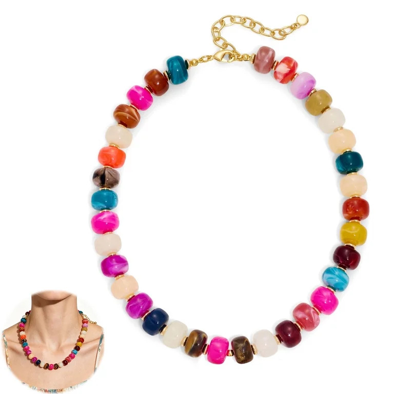 Mothers Day Gifts for Women, Resin Chunky Beaded Necklace, Minimalist Modern Boho Statement Neckl... | Walmart (US)