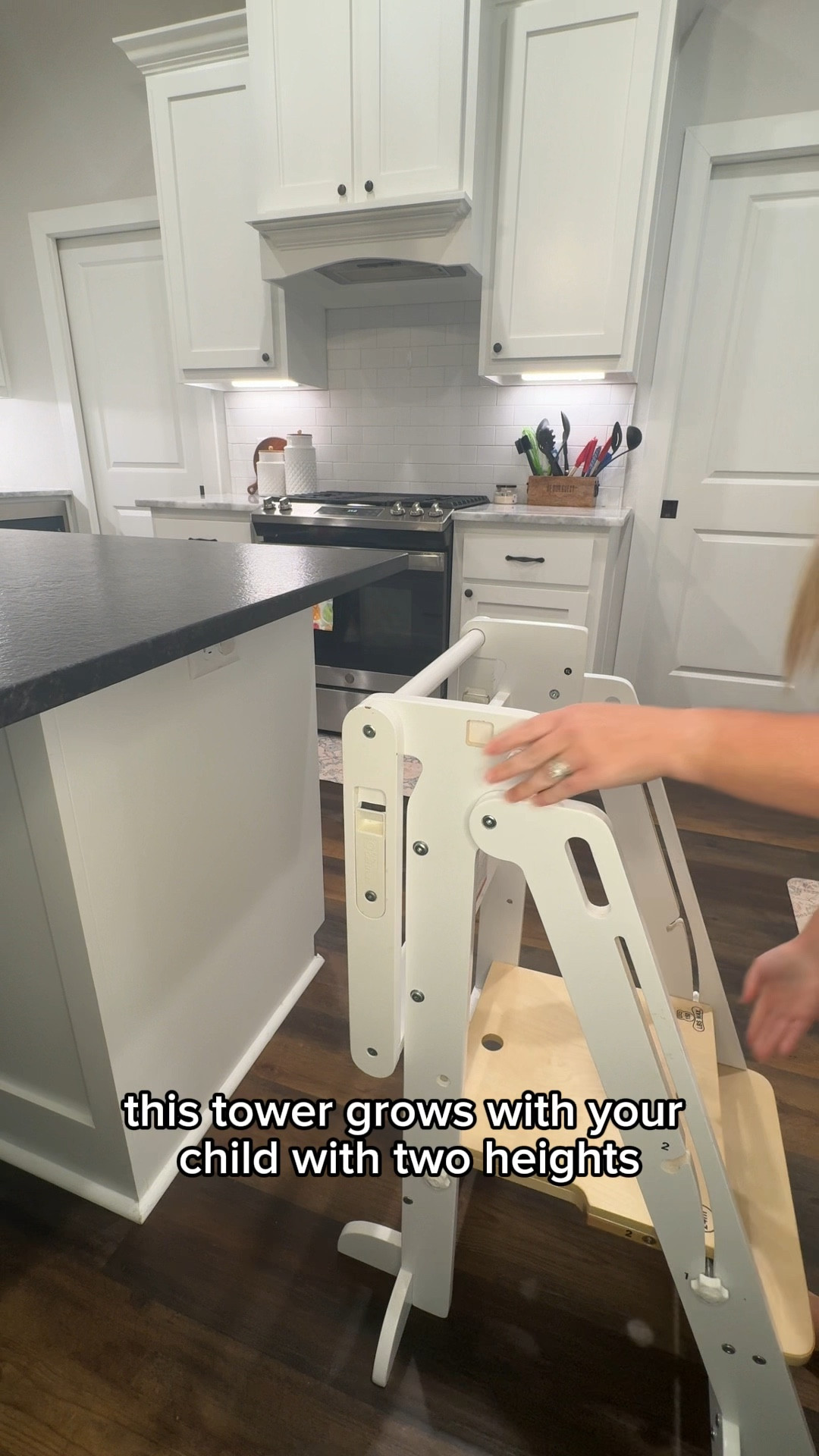 Give me some hashtags for this 

This has been such a lifesaver in our kitchen 👇
The Learn N’ Fold Learning Tower has quickly become a favorite around here.

✔️ For ages 24 months & up (so you’ll actually get years of use)
✔️ Holds up to 150 lbs—built super sturdy to last through all the stages
✔️ 2 heights so it grows with your kiddo
✔️ Safety rail = peace of mind
✔️ A little step so they can climb down on their own (🙌)
✔️ Folds flat when you want your kitchen back
✔️ And it’s pretty enough you don’t mind leaving it out 🤍

One of those things that just makes everyday moments so much easier (and safer).

#LTKHome #LTKFamily #LTKKids