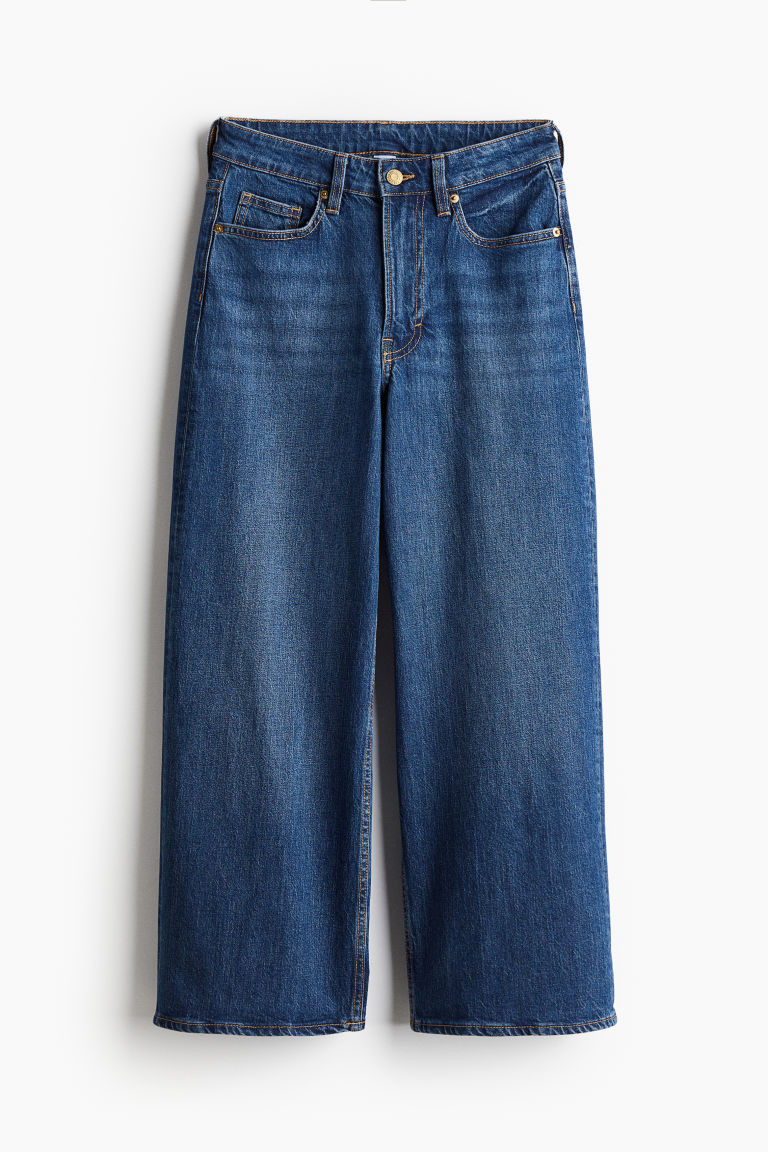 H & M - Wide High Cropped Jeans - Blue | H&M (US + CA)