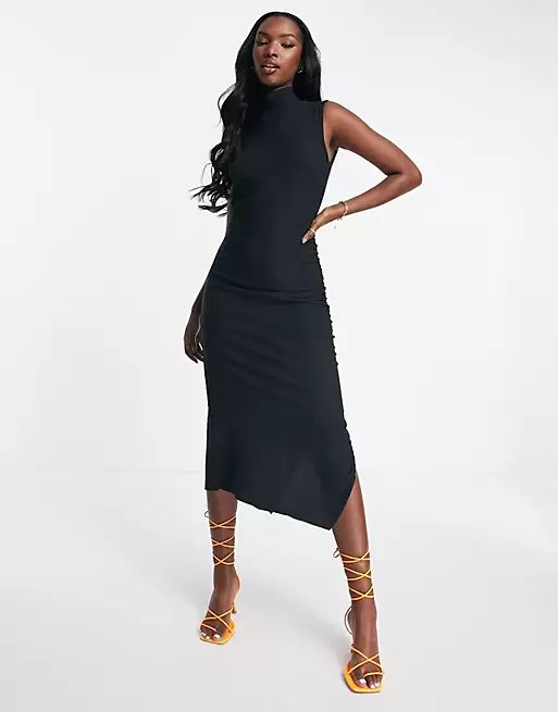 Trendyol highneck midi dress in black | ASOS (Global)