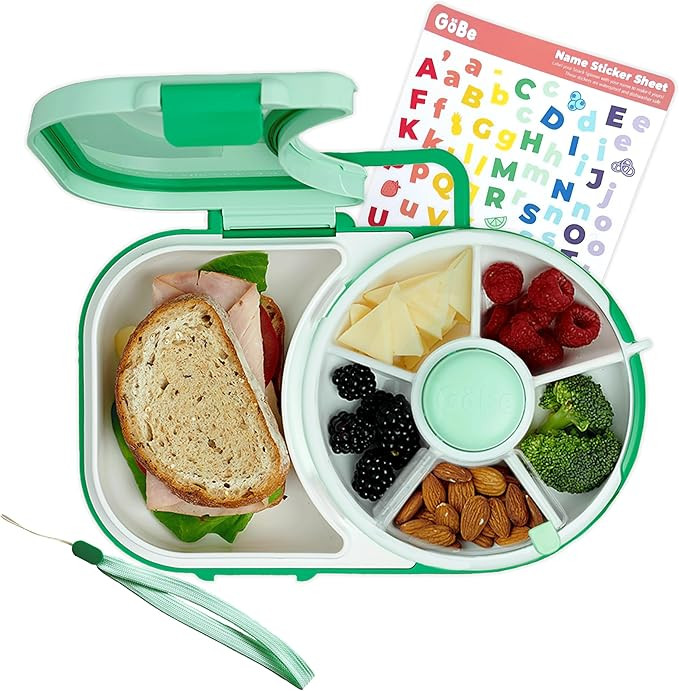 GoBe Kids Lunchbox with Small Snack Spinner Flip - Bundle with Hand Strap & Sticker Sheet, 2-in-1... | Amazon (US)