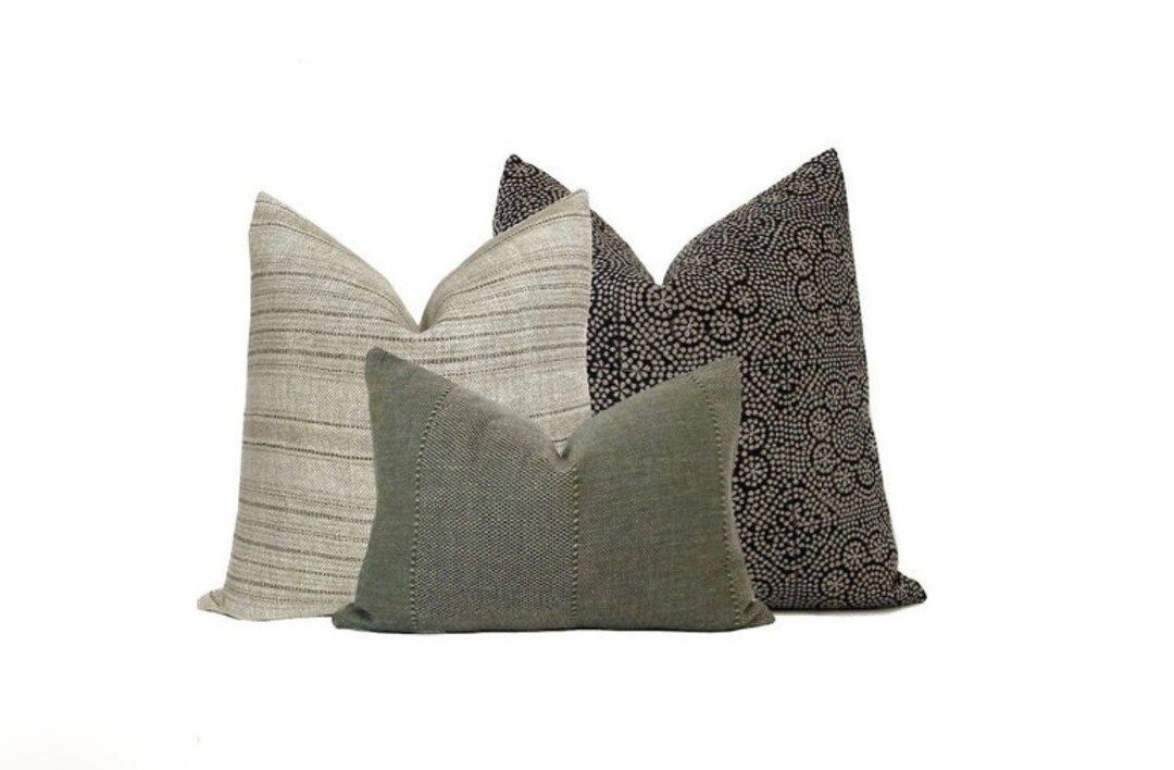 Pillow Combo 17 3 Pillow Covers Neutral Pillows Floral Pillows Pillow Set Designer Pillow Striped... | Etsy (US)