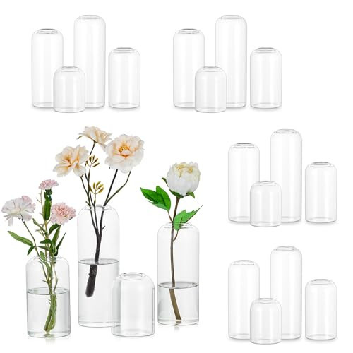 Hewory Glass Bud Vases for Flowers: 20PCS Modern Clear Small Vases Bulk | Amazon (US)