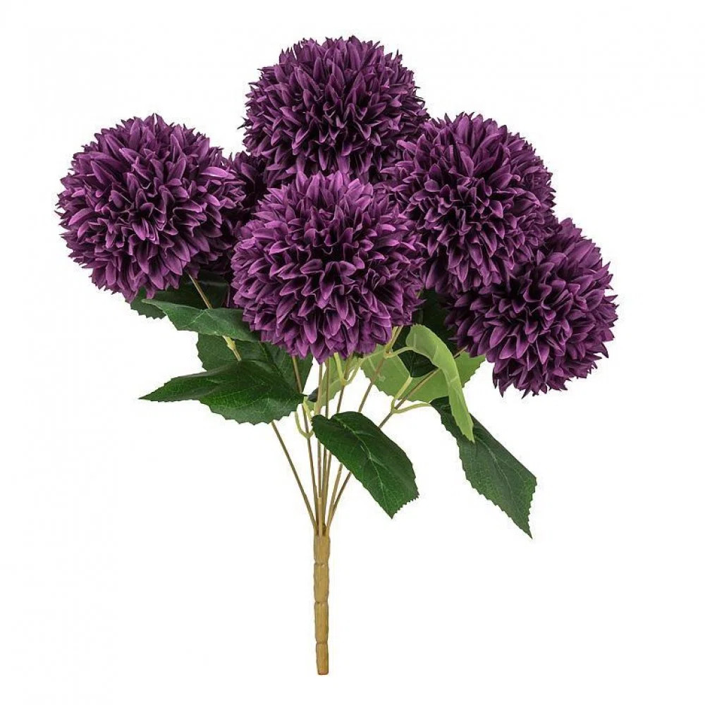Purple 7 Pompom Dahlia Bouquet Artificial Flower | Wayfair North America