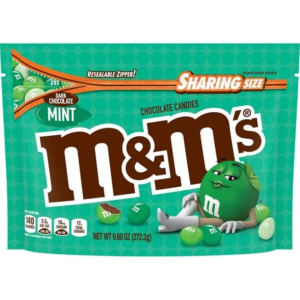 M&M's Dark Chocolate Mint Candy, Sharing Size - 9.6 oz Bag - Walmart.com | Walmart (US)