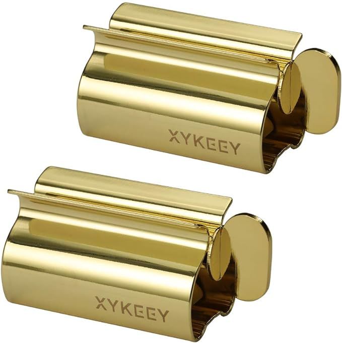 XYKEEY Toothpaste Tube Squeezer - Set of 2 Toothpaste Squeezer Rollers, Metal Toothpaste Tube Wri... | Amazon (US)