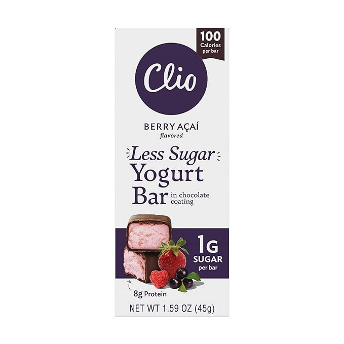 CLIO Berry Acai Less Sugar Greek Yogurt Bar in Chocolate, 1.59 OZ | Amazon (US)