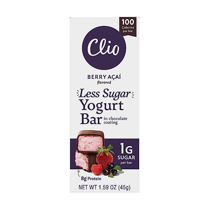CLIO Berry Acai Less Sugar Greek Yogurt Bar in Chocolate, 1.59 OZ | Amazon (US)