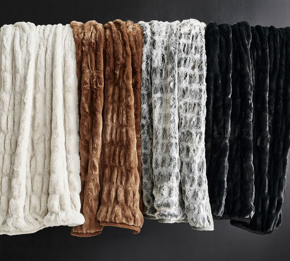 Faux Fur Ruched Throws | Pottery Barn (US)