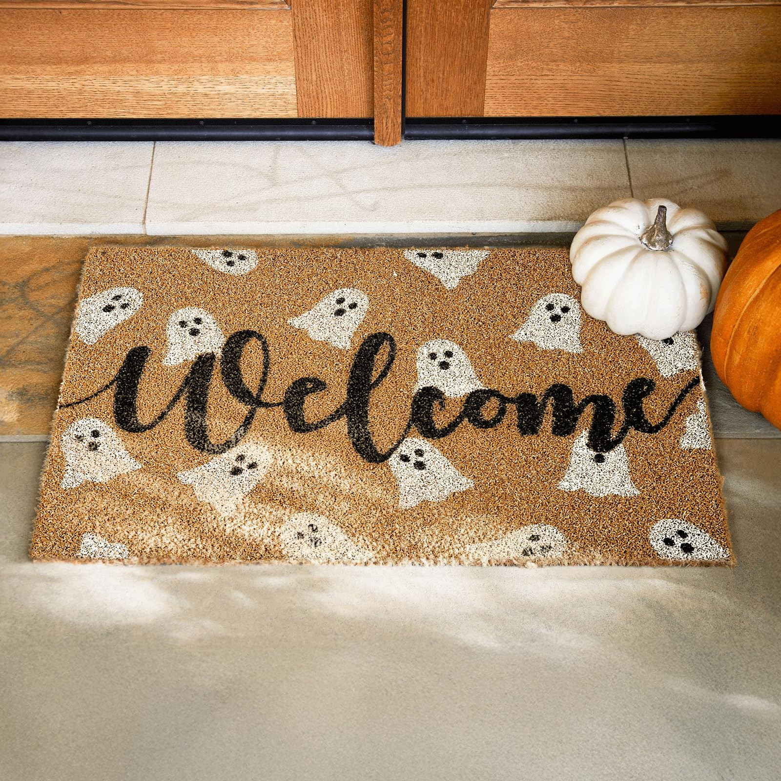 Halloween Door Mat : Halloween Rug with Anti-Slip Rubber, Cute Ghost Halloween Welcome Mat, Non-S... | Amazon (US)