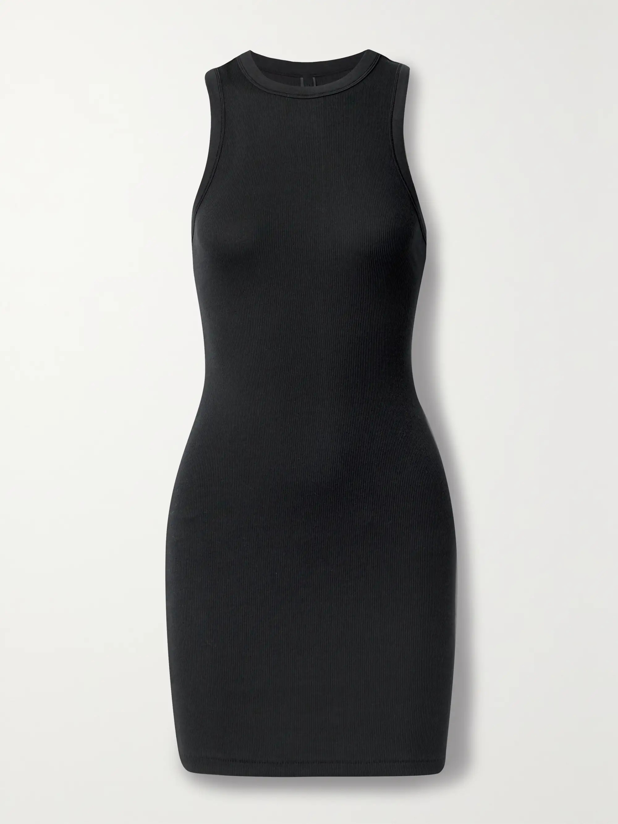 Ribbed stretch-cotton jersey mini dress - Soot | NET-A-PORTER (UK & EU)