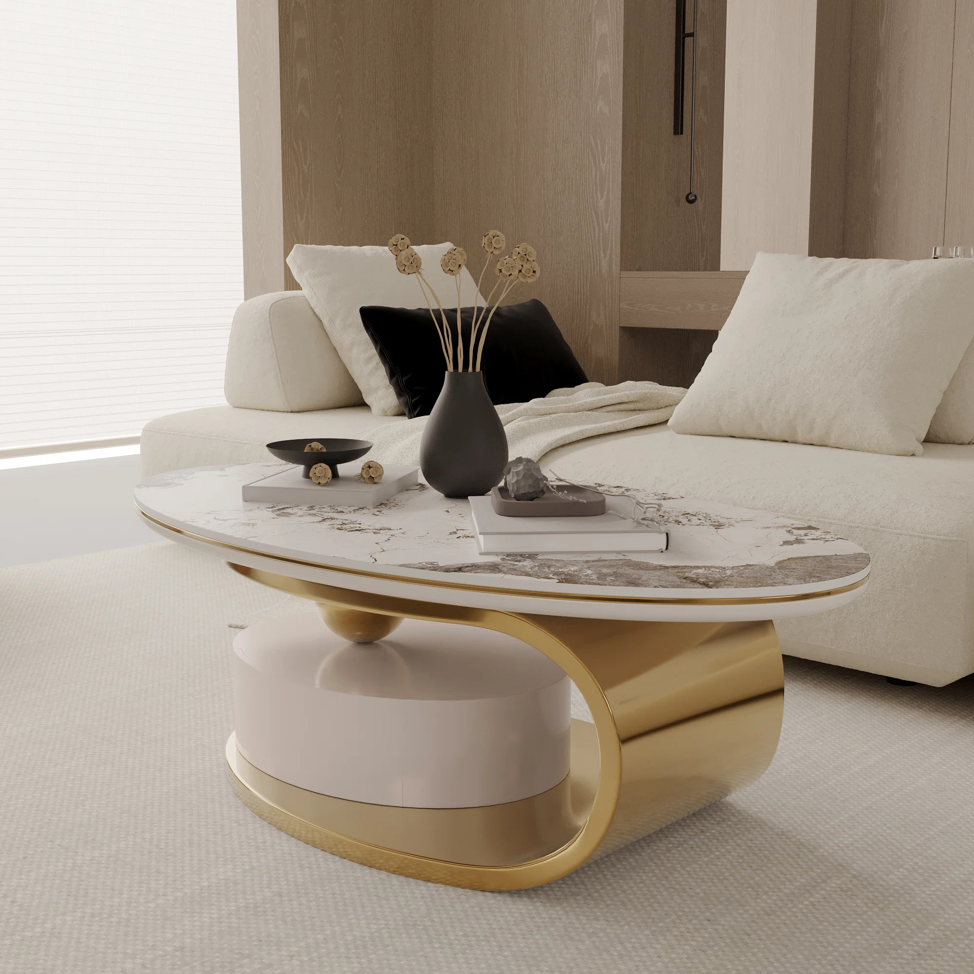 Phillis Modern Oval Coffee Table With  Drawer | Wayfair North America