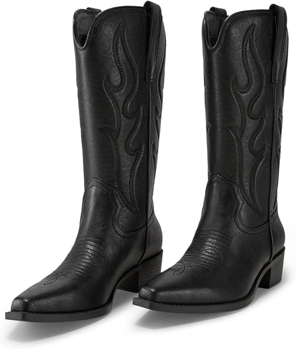 Arromic Cowboy Boots for Women Wide Calf Western Cowgirl Boots Square Toe Mid Calf Embroidered Pu... | Amazon (US)