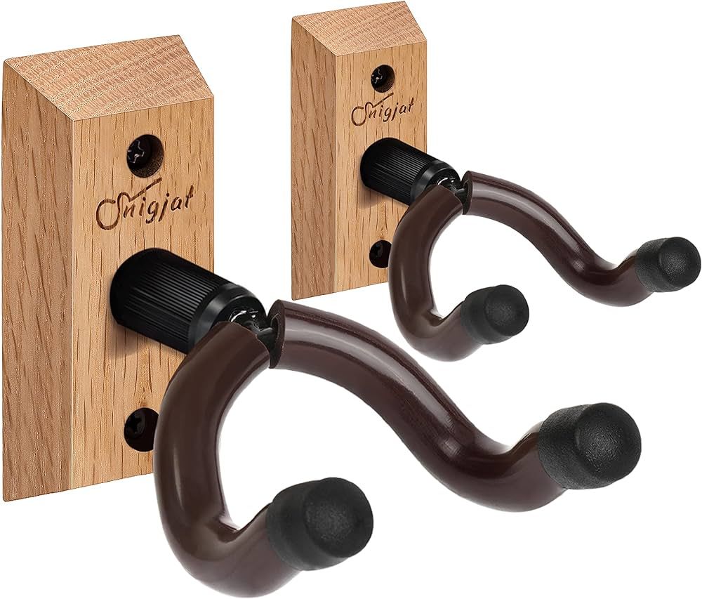 Guitar Wall Mount 2 Pack, Guitar Hanger for Rotatable, Solid Wood Guitar Wall Hanger with Screws,... | Amazon (US)
