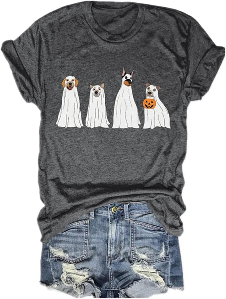 Halloween Pumpkin Shirts Women Fall T-Shirts Cute Autumn Graphic Tees Thanksgiving Tops | Amazon (US)