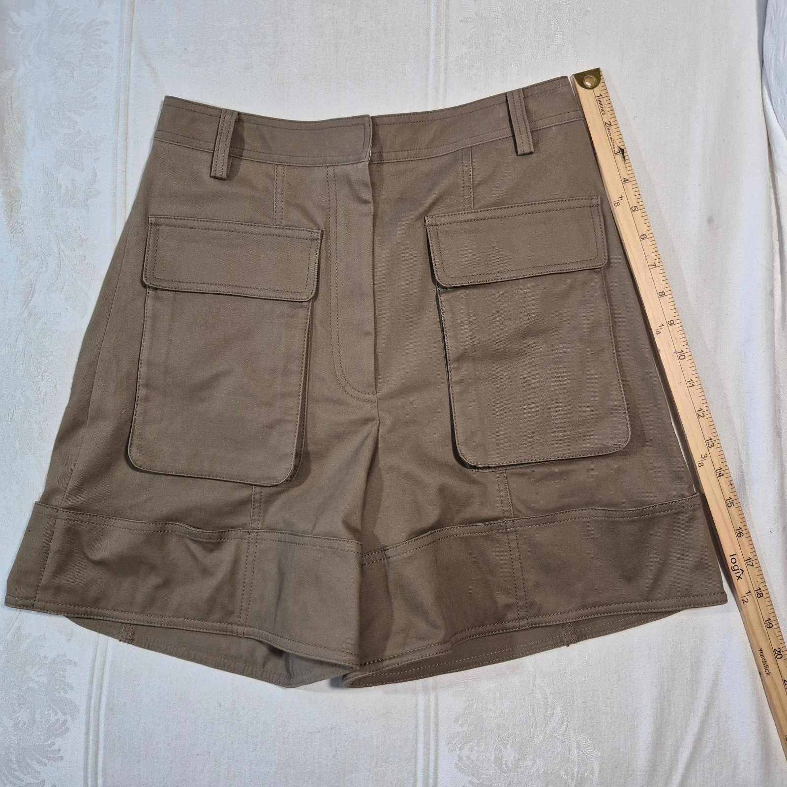 Tibi Myriam Cuffed Cargo Shorts in Light Brown Size 4 | eBay US