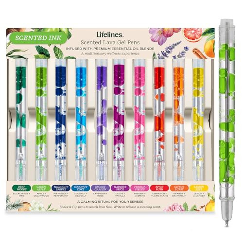 Lifelines Scented Lava Gel Pen Set, 10-Pack (Multi-Color) - 0.5mm Colored Gel Pens Infused with Scented Essential Oil Blends & Mesmerizing Lava - School Supplies for College Kids & Adults | Amazon (US)
