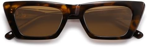 SOJOS Trendy Rectangle Cateye Polarized Sunglasses Womens Mens, Retro Small Narrow Flat Top Sunni... | Amazon (US)