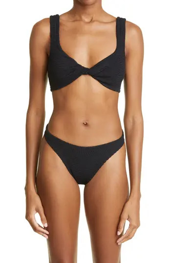 Hunza G Jean Crinkle Twist Two-Piece Swimsuit in Black at Nordstrom Rack | Nordstrom Rack