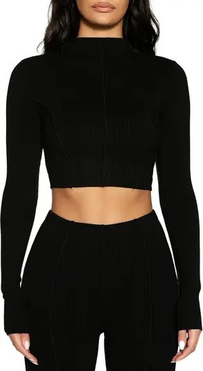 Naked Wardrobe Snatched to the Top Long Sleeve Crop Top | Nordstrom | Nordstrom