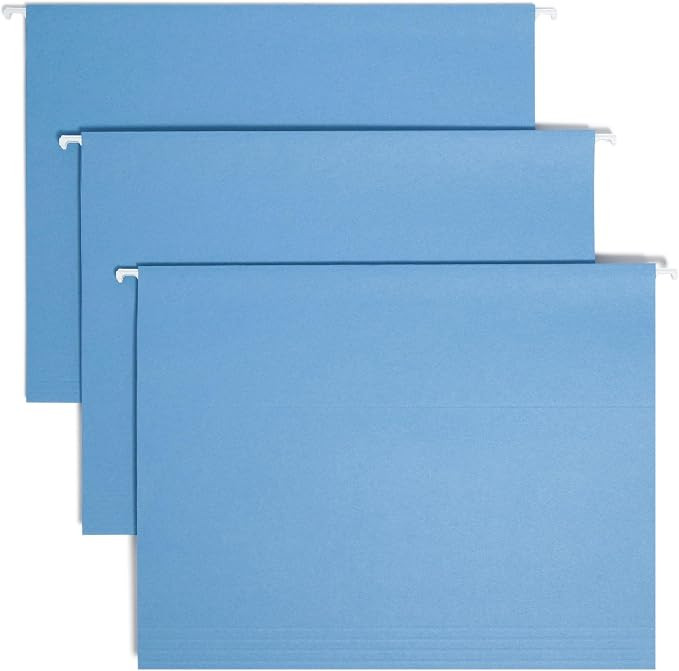 Smead Standard Hanging File Folders, 25 Count, Blue, 1/5-Cut Adjustable Tabs, Letter Size (64060) | Amazon (US)