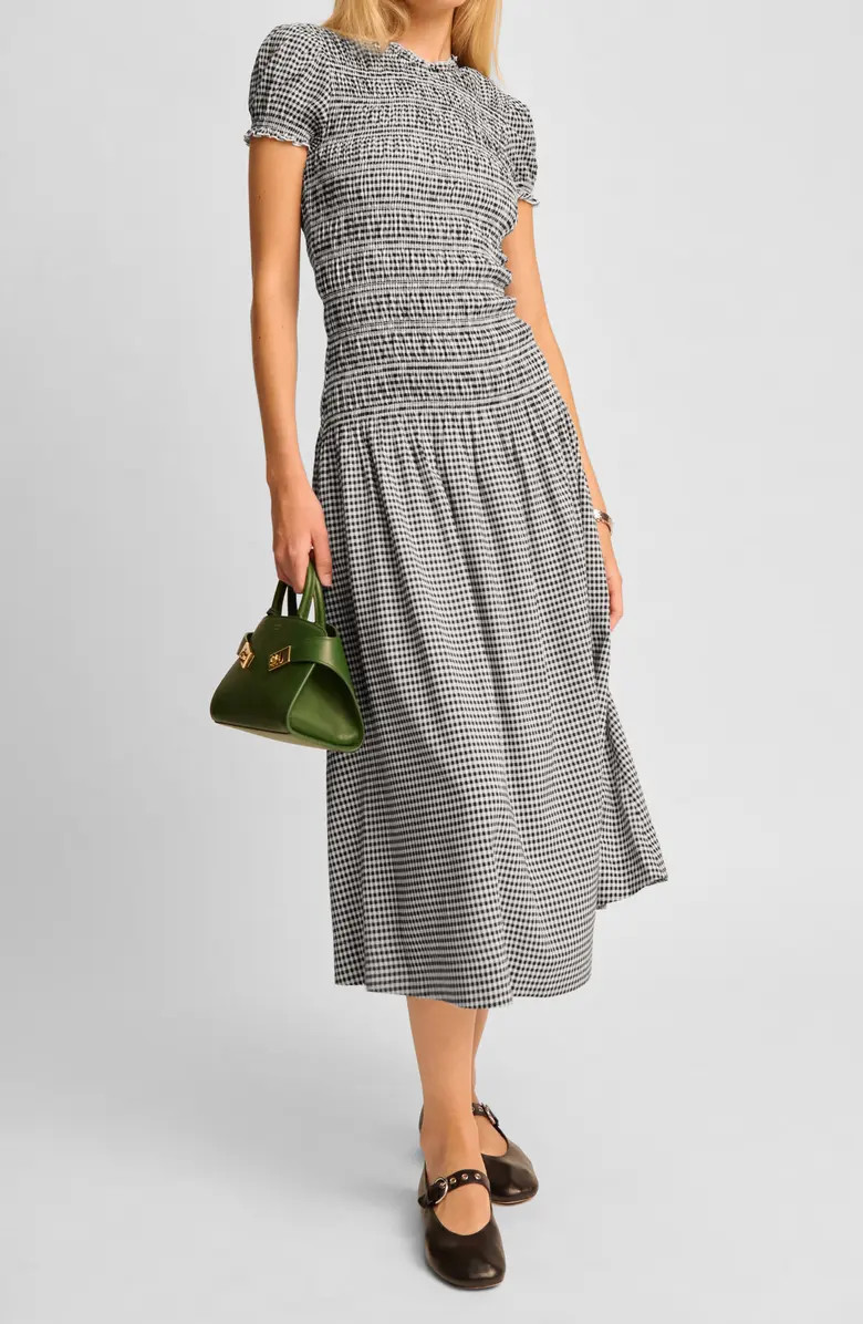 Reformation Kira Check Print Midi Dress | Nordstrom | Nordstrom