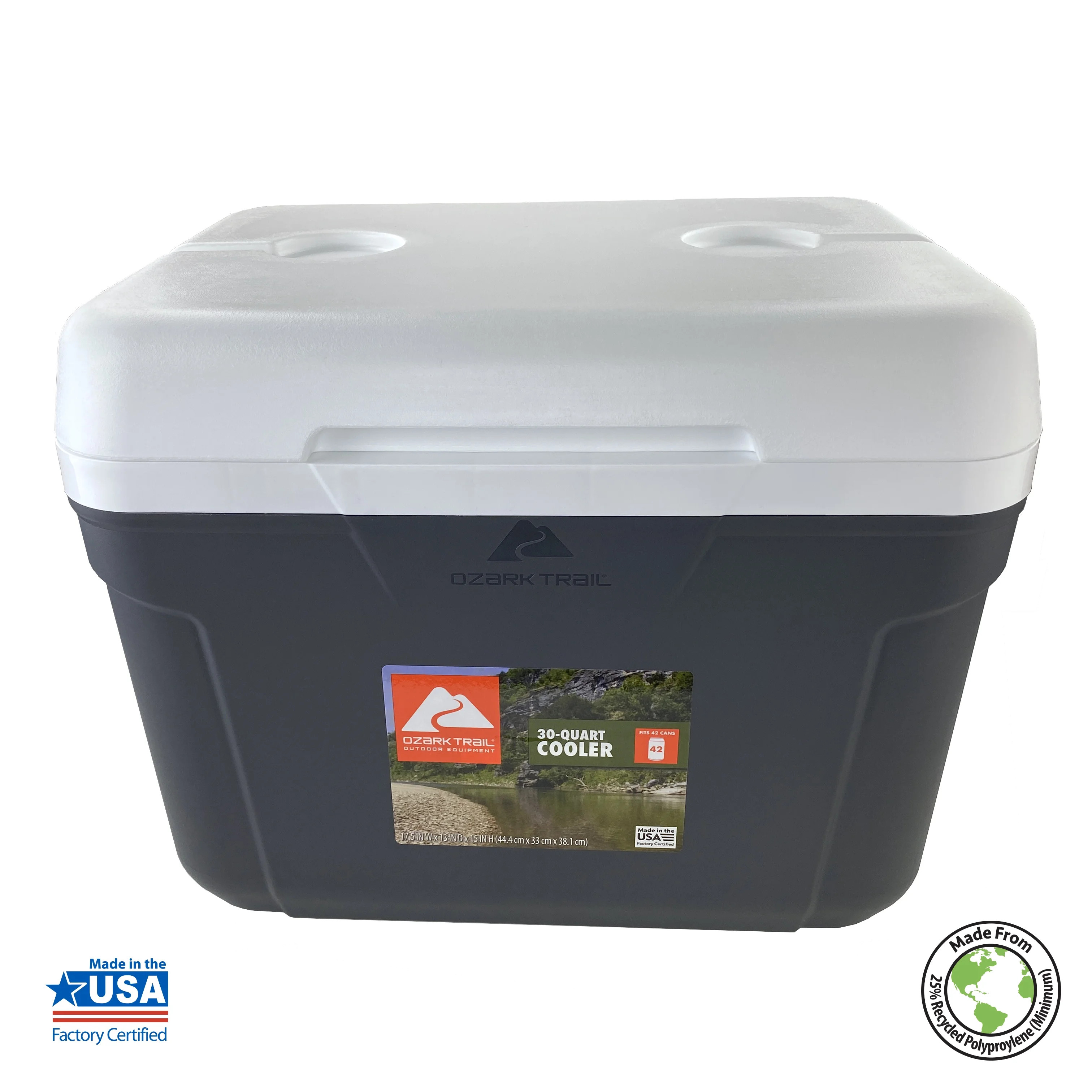 Ozark Trail 30 QT Hard Side Cooler, 42-Can Capacity, Gray | Walmart (US)