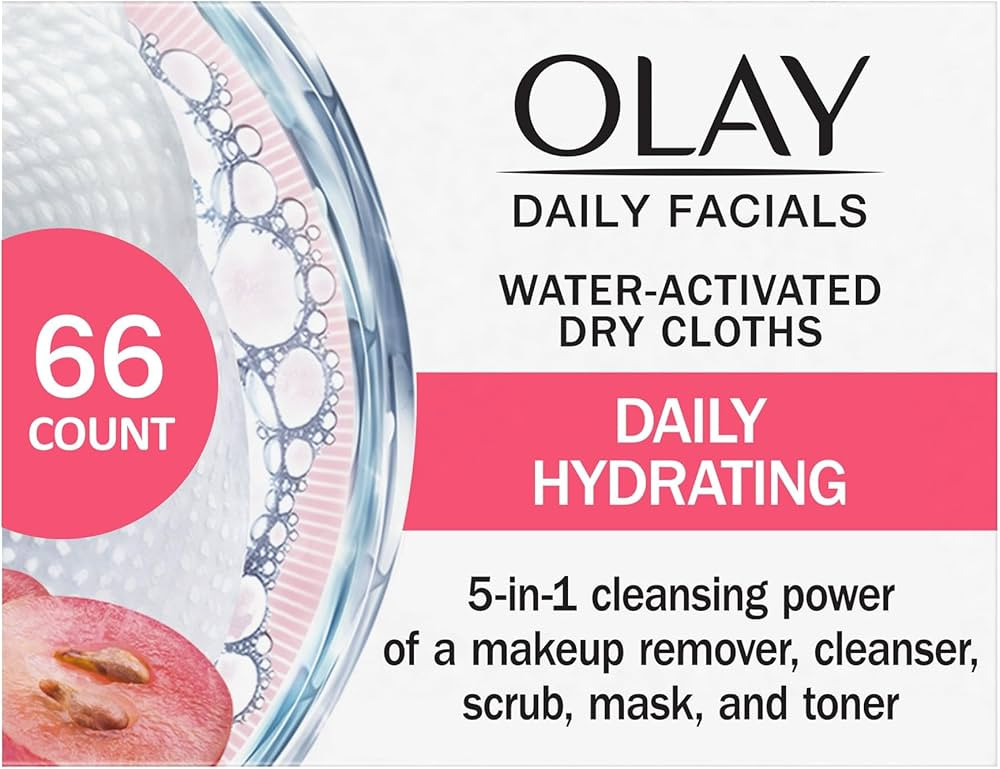 Olay Daily Facials, Daily Clean Makeup Removing Facial Cleansing Wipes, 5-in-1 Water Activated Cl... | Amazon (US)