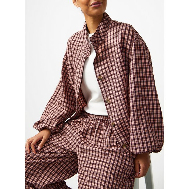 Buy Mid Pink Preppy Check Shacket 24 | Coats | Tu | Tu Clothing
