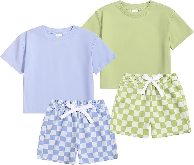 Toddler Boy Summer Clothes Set Baby Boys Shorts Set Toddler Cotton Outfits 2 Short Sleeve Tops + ... | Amazon (US)