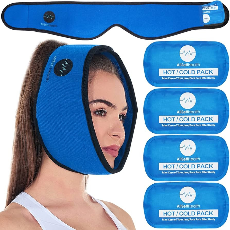 Face Ice Pack Wrap for TMJ Relief, Wisdom Teeth, Jaw, Head and Chin, 4 Reusable Hot and Cold Gel ... | Amazon (US)
