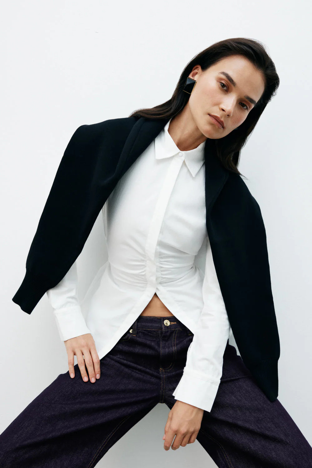 Millie Tie Back Cotton Shirt - White | Meshki UK