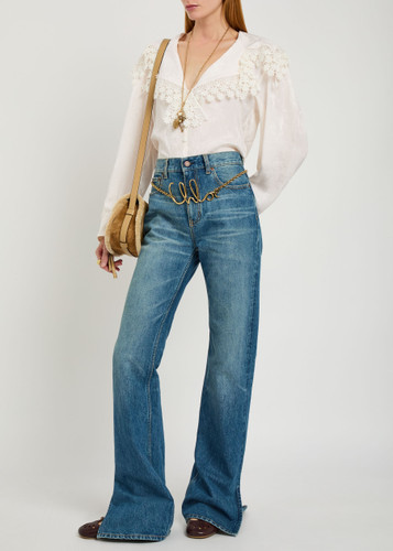 Floral-jacquard silk blouse | Harvey Nichols