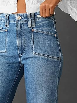 KUNMI Jeans for Women Wide Leg Baggy High Waist Boyfriends Straight Leg Stretchy Denim Pants Tren... | Amazon (US)