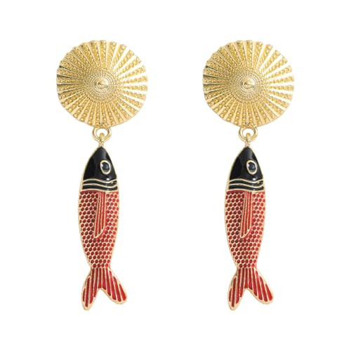 Alloy Fish Dangle Earrings for Women, Boho Coastal Beach Fish Drop Earring, Hypoallergenic Unique Luxury Jewelry Gift for Summer Beach Vacation | Amazon (US)