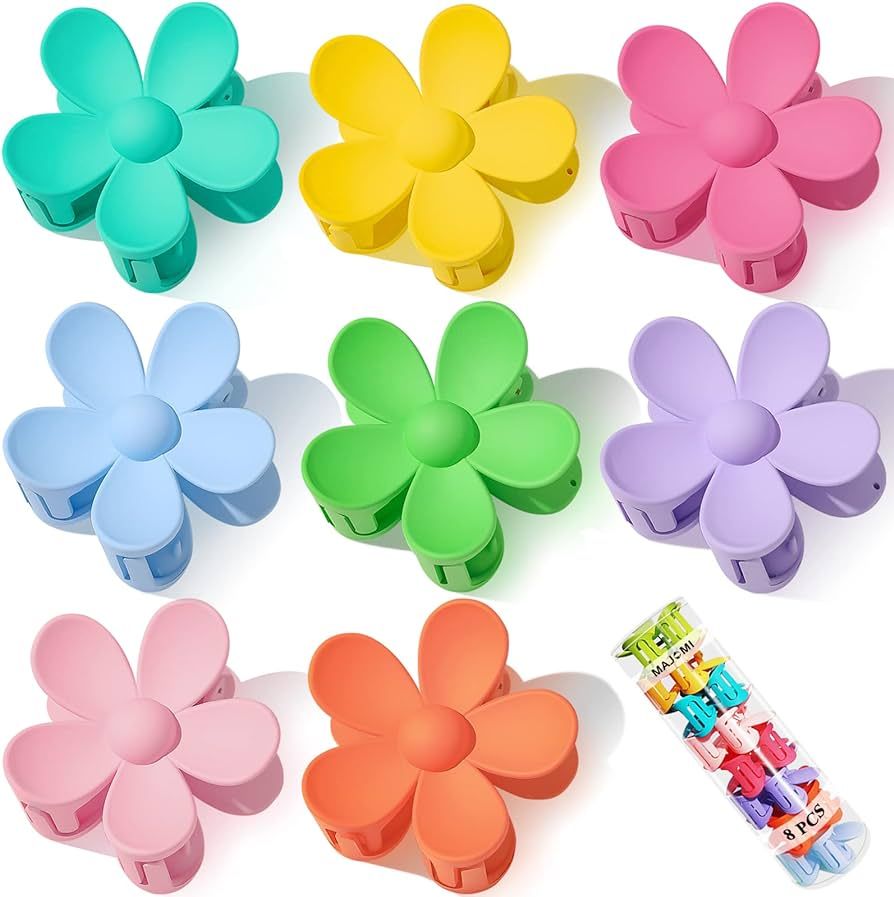 Hair Claw Clips Flower Hair Clips 8PCS Cute Hair Clip Matte Hair Clips Big Claw Clip Strong Hold ... | Amazon (US)