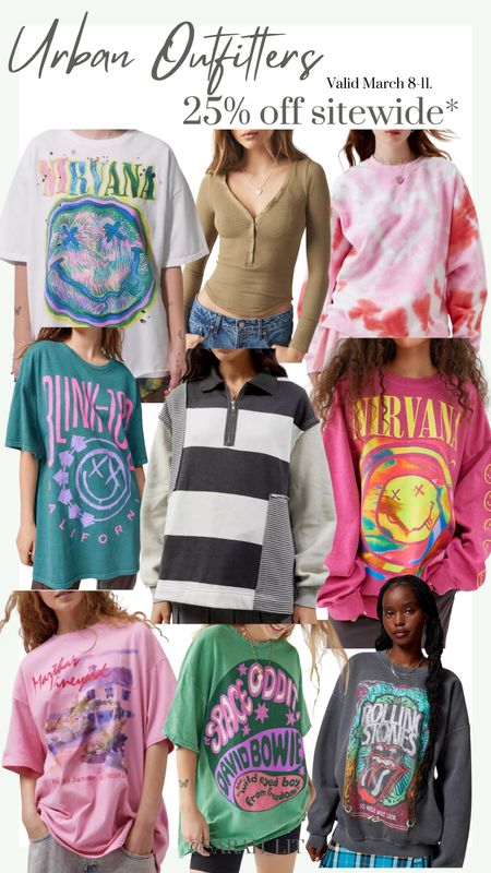 LTK25 to save on urban outfitters! Band tees and oversized graphic sweatshirts and tees, some already marked down! 

#LTKSpringSale #LTKsalealert