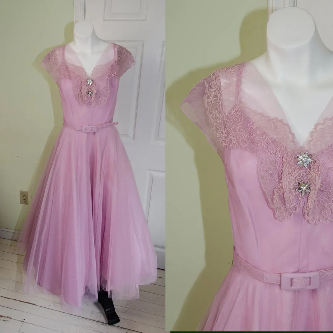 Vintage 1950’s Woman's Lavander Pink Party Prom Dress B38 W27 - Etsy | Etsy (US)