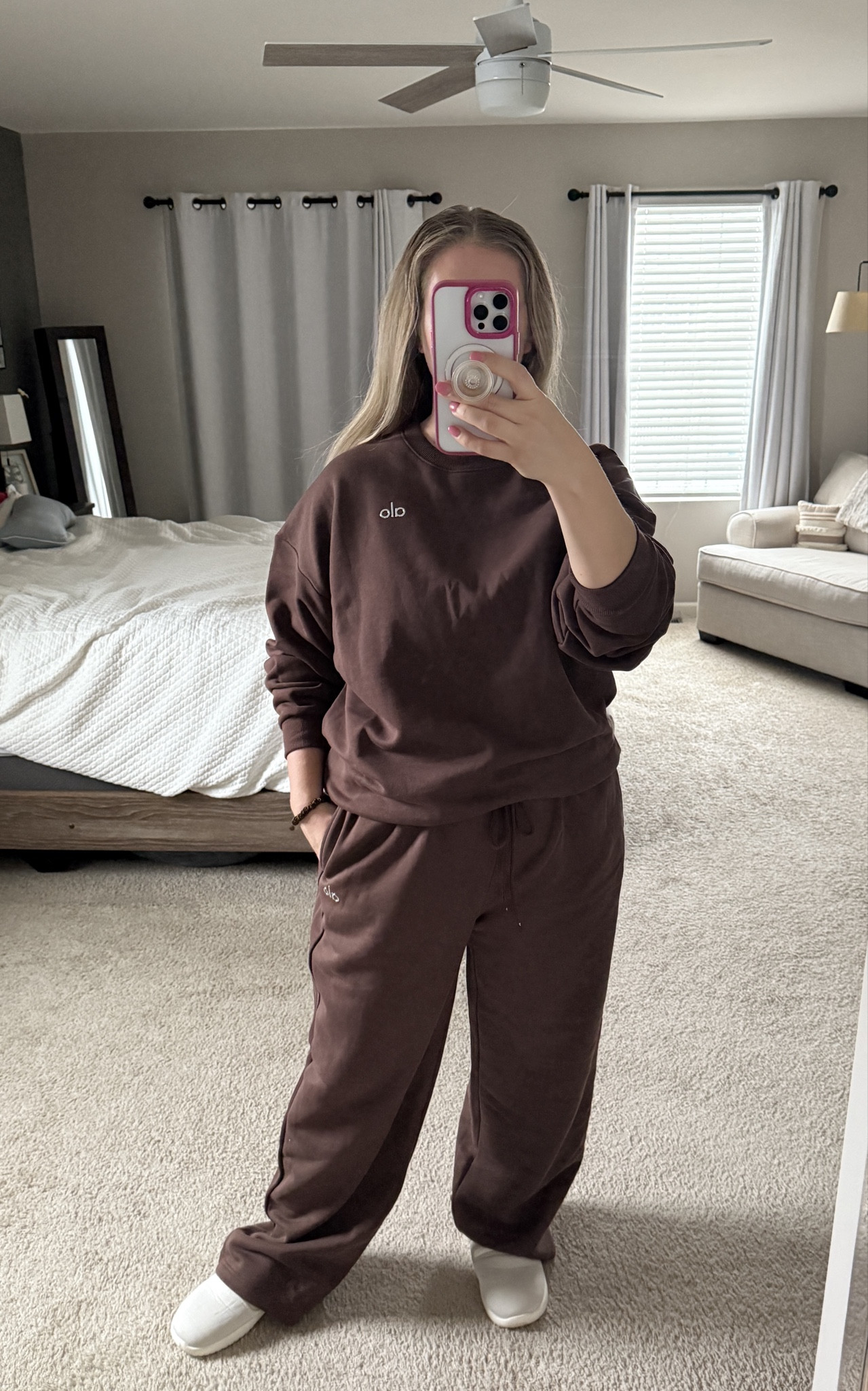 Current OOTD on this cold, freezing rainy Midwest winter day. Limited edition Brownstone color in the best selling Accolade crewneck and straight leg pant set. Wearing Large for both (normally 1/14), set is unisex so sizing is quite generous!

#LTKmorningroutine #LTKMidsize #LTKootd