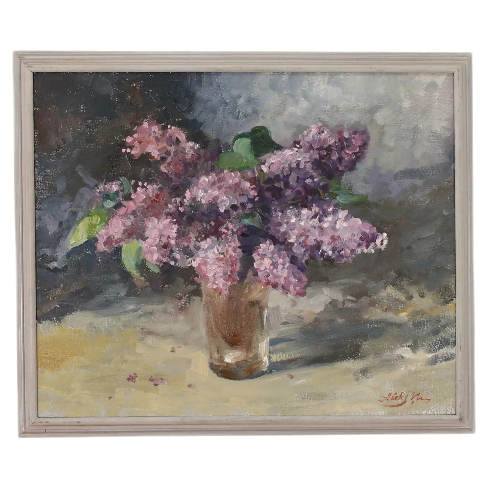 A.Neberekutin, Lilac Bouquet, Oil on Canvas | Chairish