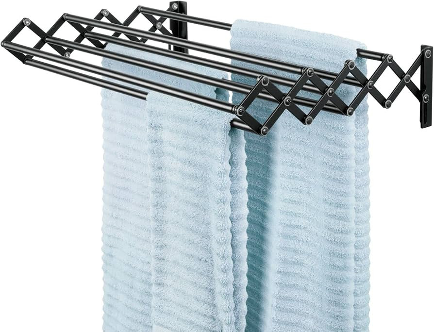 mDesign Steel Wall Mount Accordion Expandable Retractable Clothes Air Drying Rack - 8 Bars for Ha... | Amazon (US)
