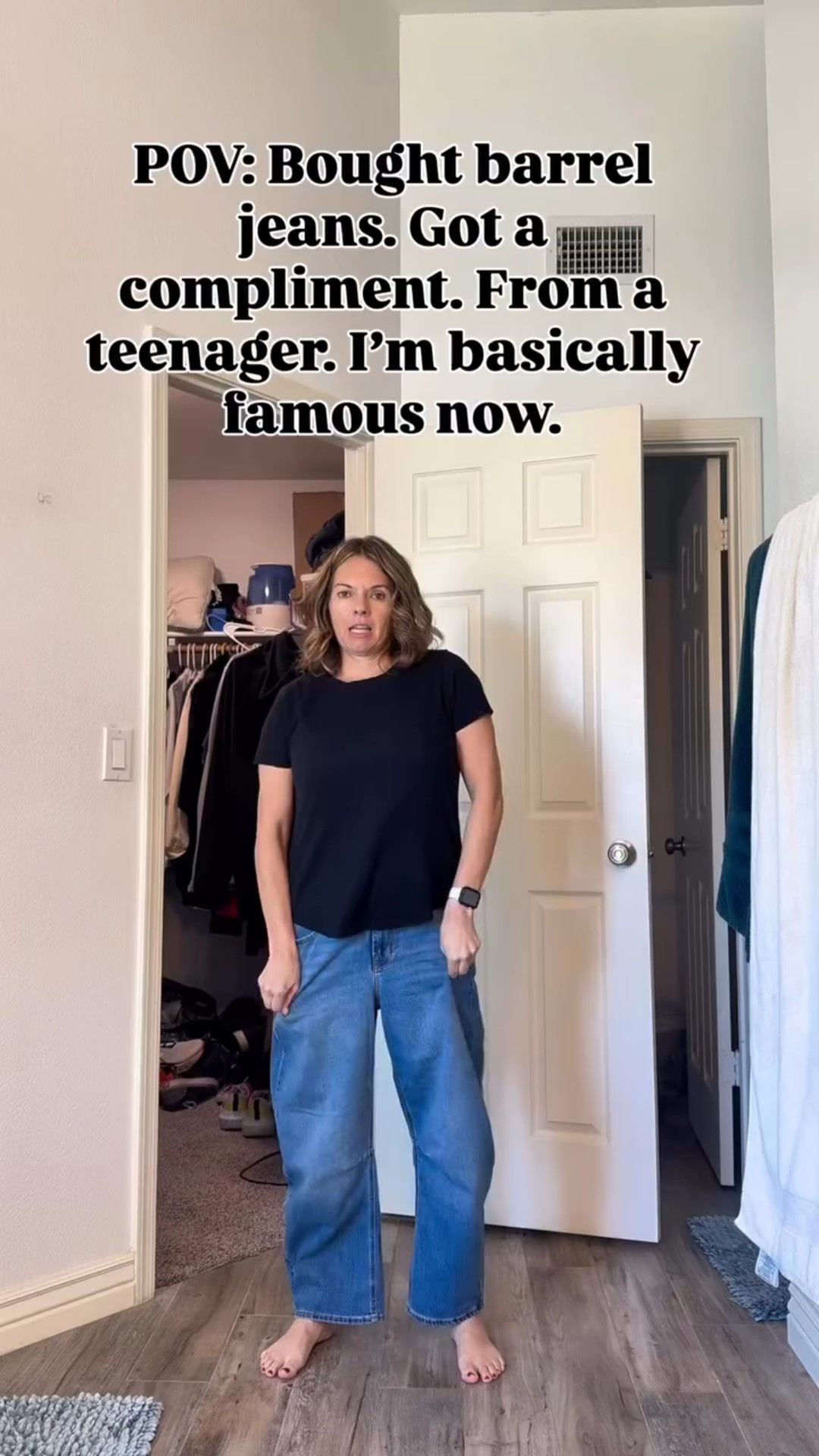 Bought the Old Navy Wow Barrel jeans. Braced for teenage judgment.
Got a “Mom, those actually look good.”
I’m now legally allowed to wear these for 72 hours straighT😂

#LTKOver40 #LTKmomlife #LTKootd