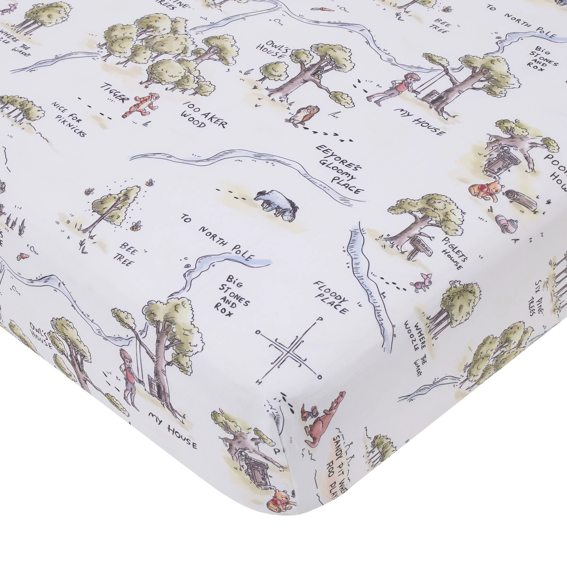 Disney Classic Winnie the Pooh 100 Acre Woods Fitted Crib Sheet | Walmart (US)