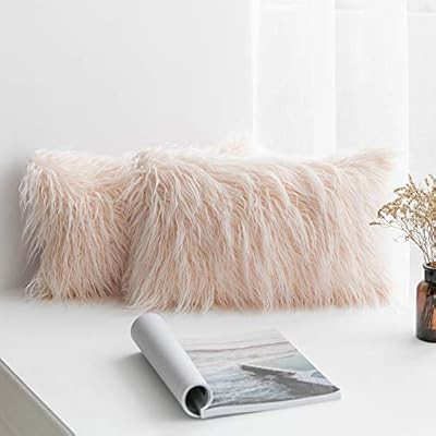 MIULEE Pack of 2 Decorative New Luxury Series Style Pink Faux Fur Throw Pillow Case Cushion Cover... | Amazon (US)