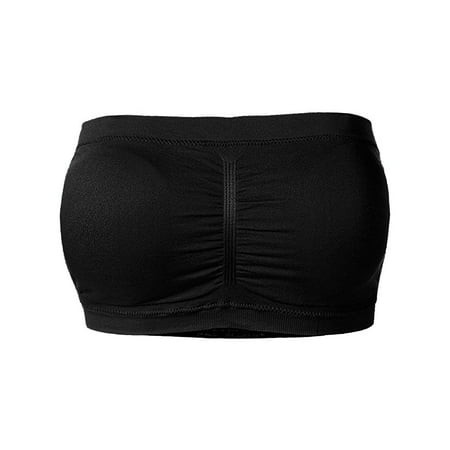 Ladies Basic 7 Seamless Padded Tube Top Sports & Fitness Bra Bandeau (Black One Size Fits All(S-L)) | Walmart (US)