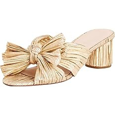 MICIFA Women's Bow Heeled Sandals Slip On Open Toe Block Chunky Heel Sandals Bride Wedding Dress ... | Amazon (US)