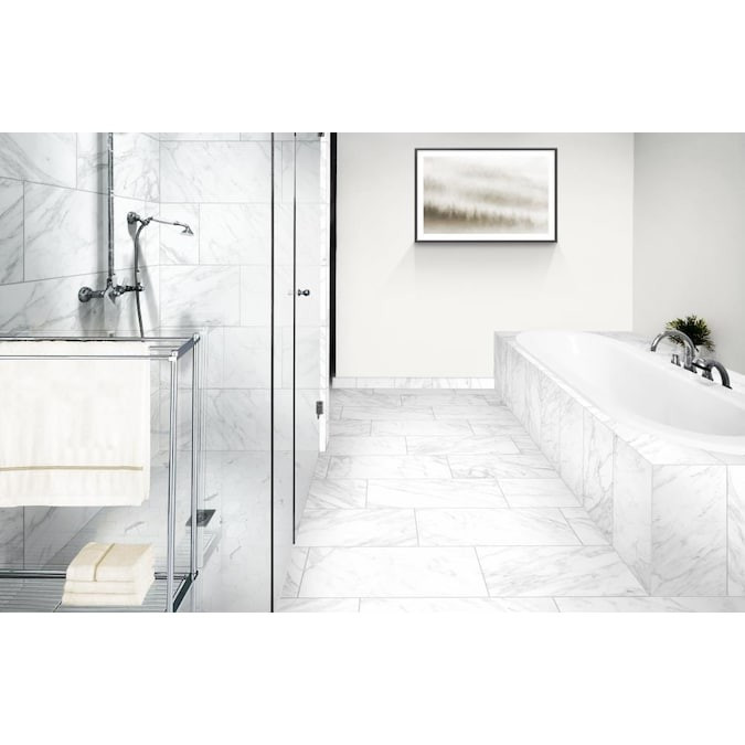 TRUE PORCELAIN CO. Arabescato Gold 12-in x 24-in Glazed Porcelain Marble Look Floor and Wall Tile... | Lowe's