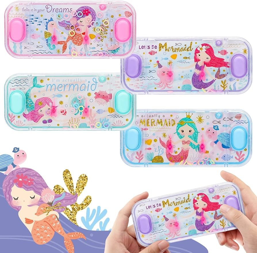 Handheld Water Games, 4 Packs Mermaid Theme Water Toss Ring Game Aqua Toy Water Ring Game for Kid... | Amazon (US)