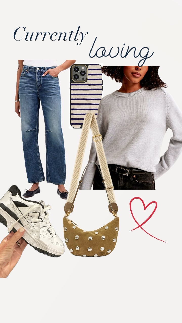 Currently loving
In my cart 
Sneakers, jeans, studded bag, phone case

#LTKStyleTip #LTKSaleAlert #LTKOver40